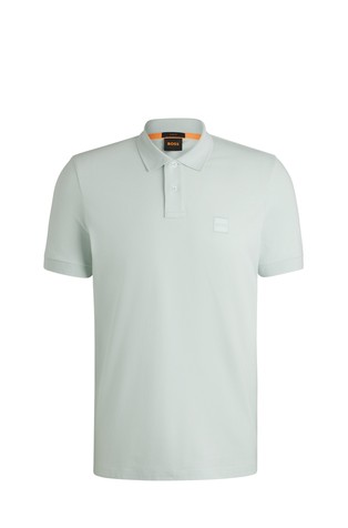 Slim fit polo majica iz raztegljivega bombaža z logo našitkom