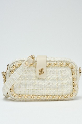 Bag in tweed with braided chains