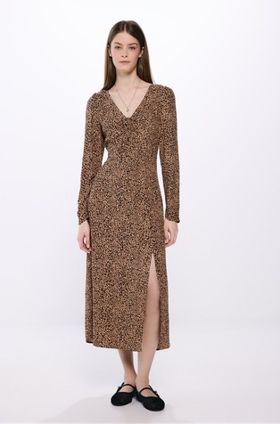 Leopard midi dress in viscose