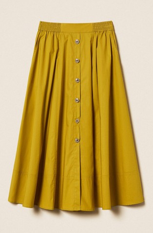 Midi krilo iz poplina z dekorativnimi gumbi