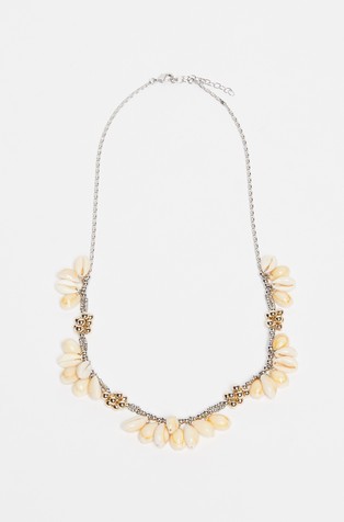 Bead and seashell-adorned necklace