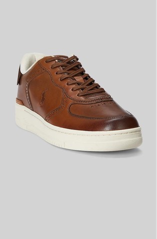 RALPH LAUREN Masters Court Burnished Leather Sneaker Tan 2