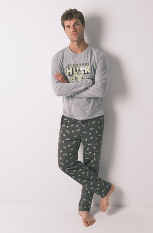 Hulk bombažna pižama z dolgimi rokavi