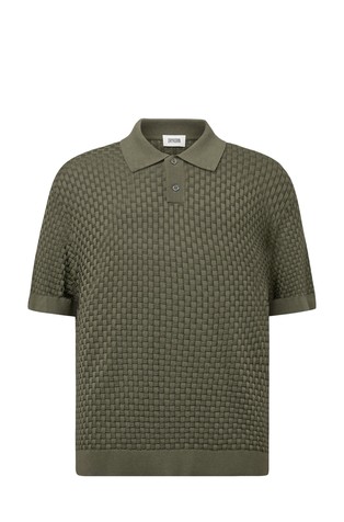 Relaxed fit pletena polo majica iz mešanice bombaža in viskoze