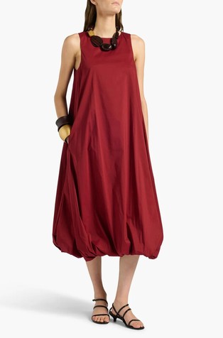 Balloon fit sleeveless dress in poplin