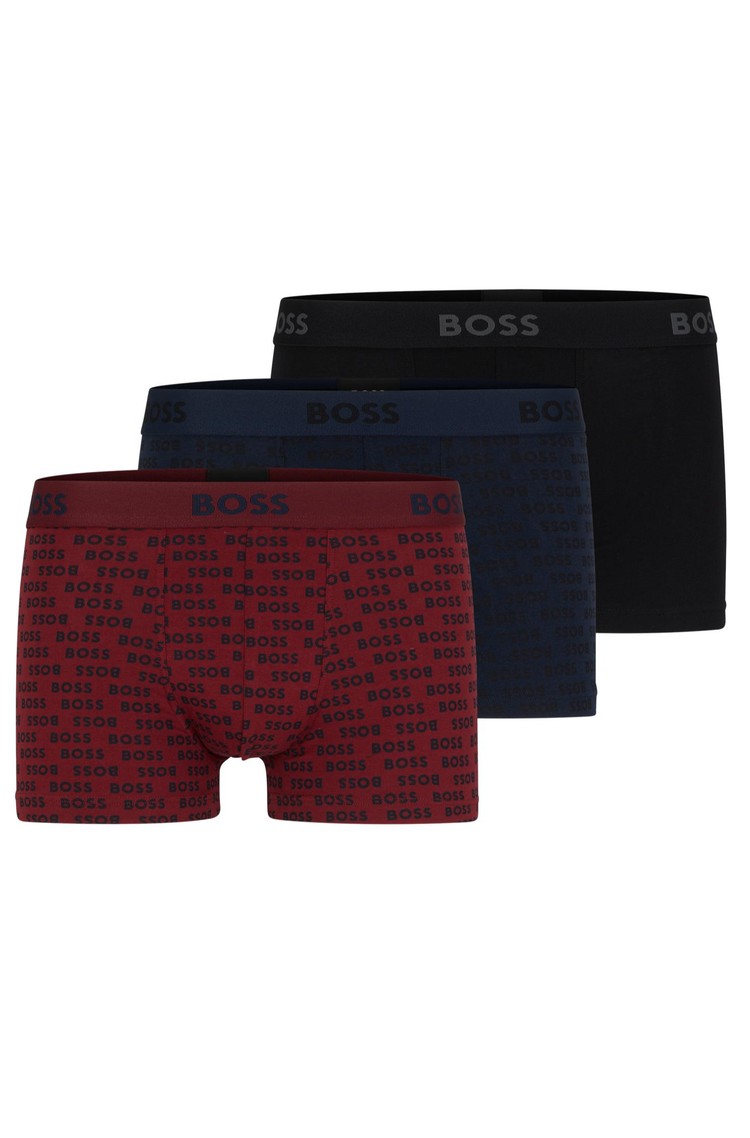 HUGO BOSS Paket 3 bombažnih boksaric z logo pasom Večbarvna - Multi 