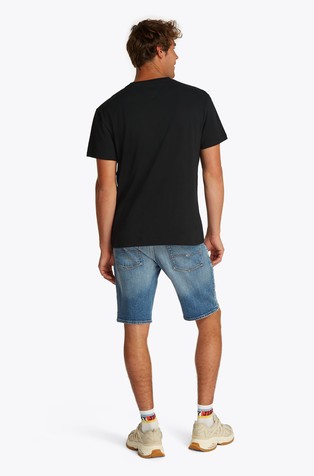 TOMMY HILFIGER Regular fit logo majica z neenakomerno zankasto teksturo Črna - Black 2