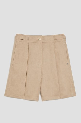 Pure linen shorts with pleats