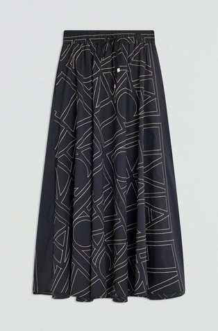 Flared skirt with logo pattern