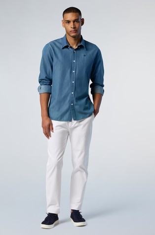 NORTH SAILS Regular fit srajca iz bombažne mešanice z videzom denima Modra - Blue 3