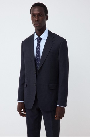 Coolmax® slim fit bird's eye single-breasted blazer