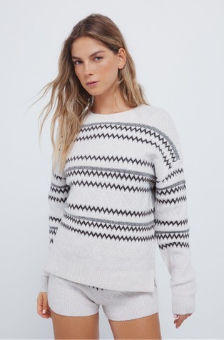 Pleten pulover z žakarskim vzorcem