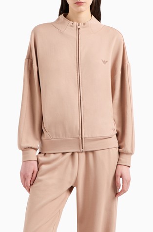Stretch-viscose zip-thru sweatshirt