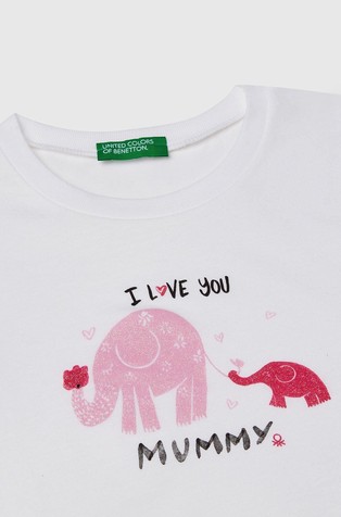 BENETTON Regular fit majica z bleščečim potiskom Bela - White 3