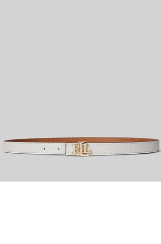 Obojestranski ozek usnjen pas z logo zaponko