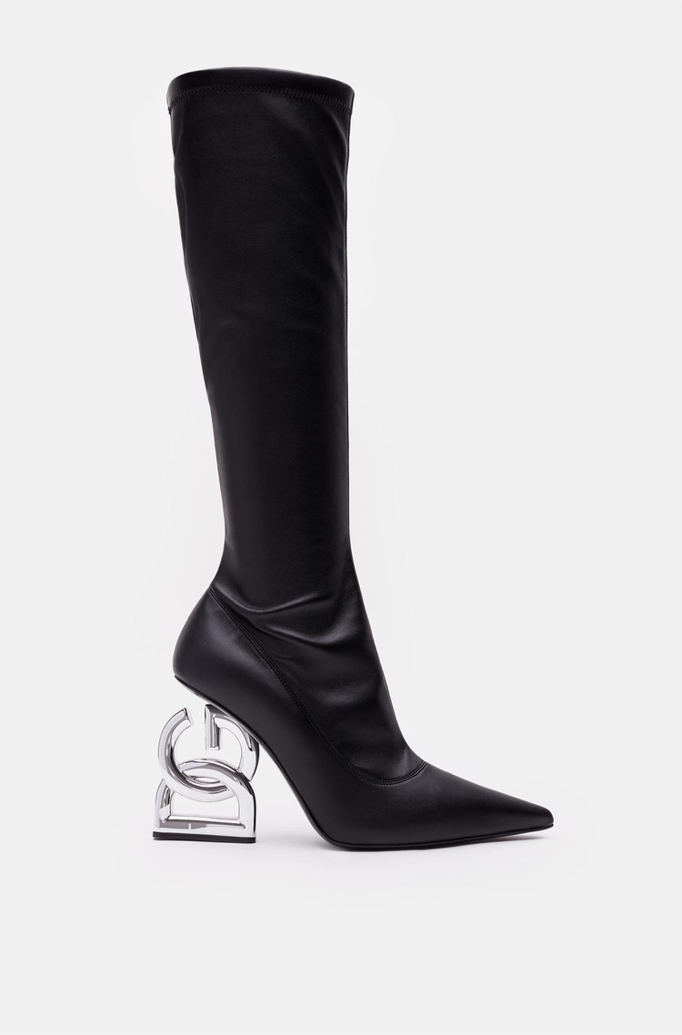 DOLCE &amp; GABBANA Nappa-effect fabric boots with 3.5 heel Black 