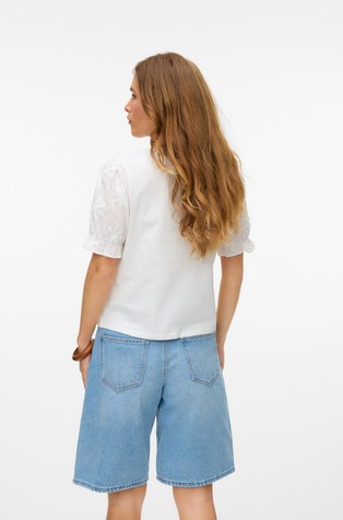 VERO MODA VMSENNA cotton T-shirt with puff sleeves Snow White 2