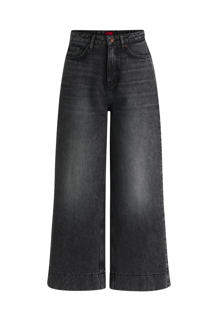 HUGO BOSS Široke jeans hlače Črna - Black 