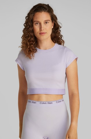 Cropped rebrasta bombažna majica