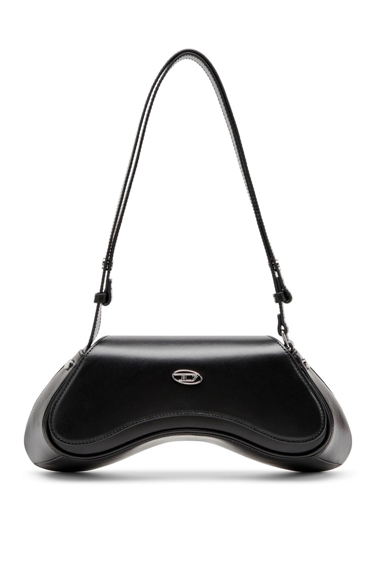 DIESEL Play crossbody bag in semi gloss leather Black 