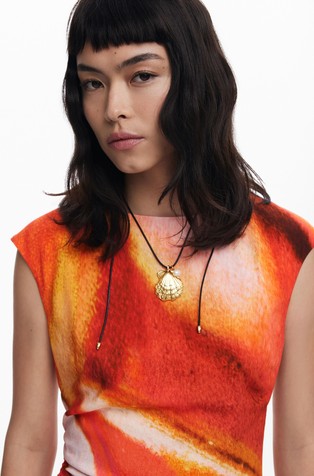DESIGUAL Draped long dress Orange 3