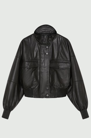 Stella Maxwell x Marella prešita usnjena bomber jakna