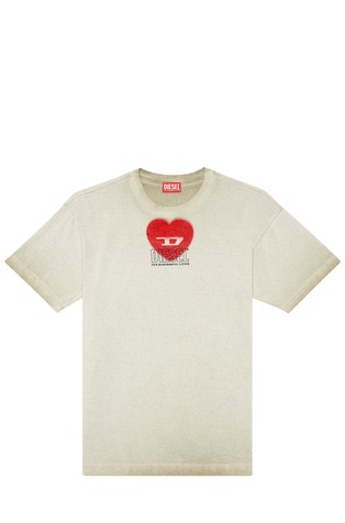 DIESEL Unisex majica s kratkimi rokavi in s potiskom srca Bež - Beige 4