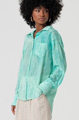 FRACOMINA Oversized fit viscose shirt Aqua 4