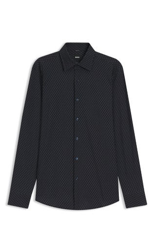 Slim fit vzorčasta srajca iz performance-stretch jerseya