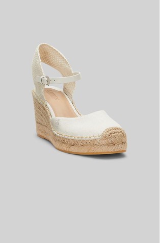 RALPH LAUREN Robby platneni sandali s polno peto z zasnovo espadril Bela - White 2