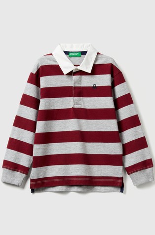 Striped rugby polo in cotton