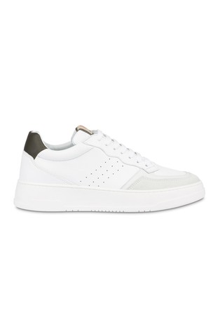 POLLINI Leather Sneakers White / Military Green 1
