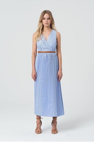 Regular fit long dress with stripes
