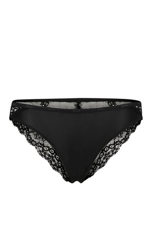 Lace-detail regular-rise briefs with logo waistband