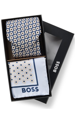 Printed silk tie and pocket square gift set