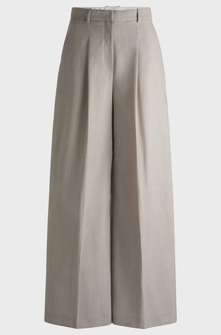 HUGO BOSS Regular-fit striped trousers in wool and silk blend Beige 6
