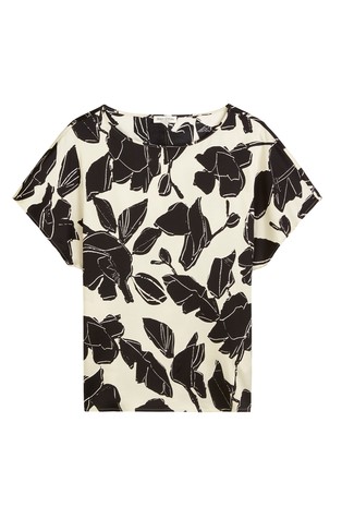 MARC O'POLO Stretch viscose T-shirt with pattern Brown/Beige 4
