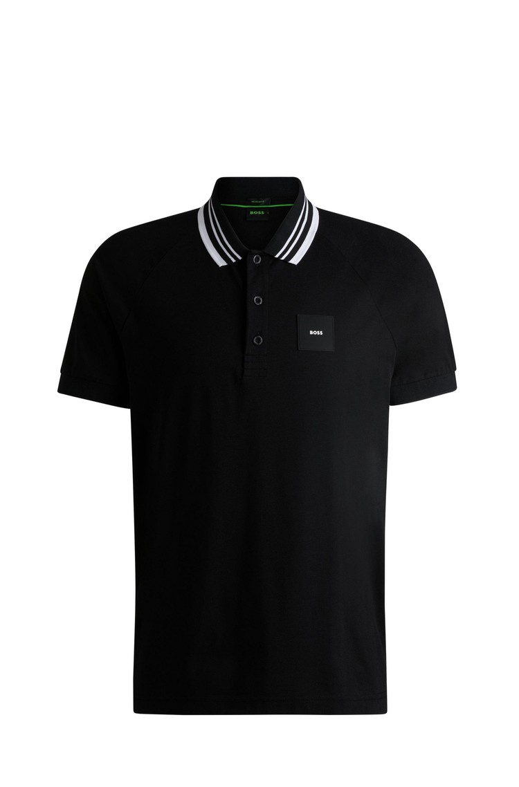 HUGO BOSS Stretch-cotton polo shirt Black 