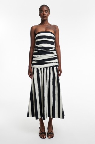 TSLISA bandeau črtasta obleka