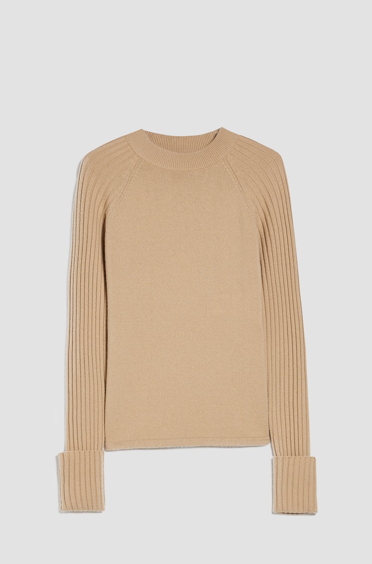 MAX&amp;CO Wool-blend jumper with ribbed sleeves Camel 
