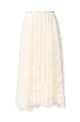 Midi čipkasto krilo s cvetličnim vzorcem