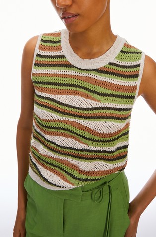 Striped knitted sleeveless top