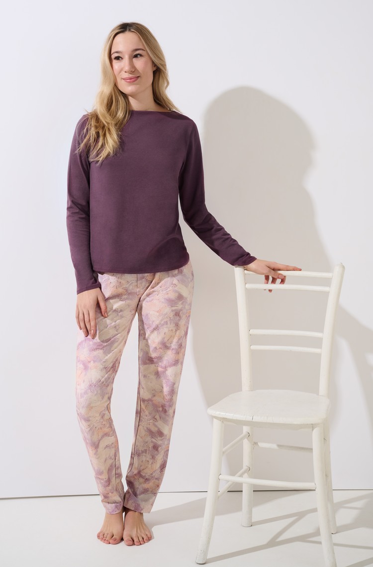 LISCA Olena pižama z dolgimi rokavi Škrlatna - Purple 