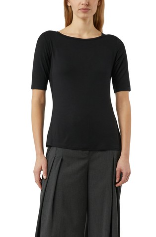 Slim fit viskozna majica s kratkimi rokavi