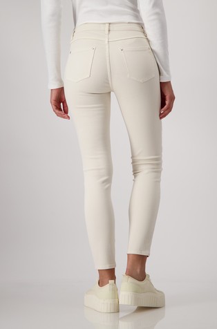 MONARI Skinny fit embellished trousers in stretch cotton Sandshell 3