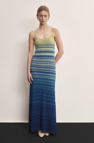 Degradé knit long dress