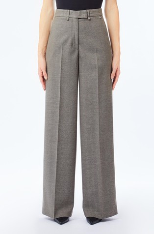 Straight trousers with herringbone pattern