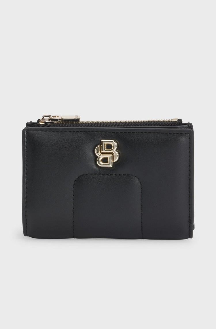 HUGO BOSS Quilted faux-leather wallet with Double B monogram Black 