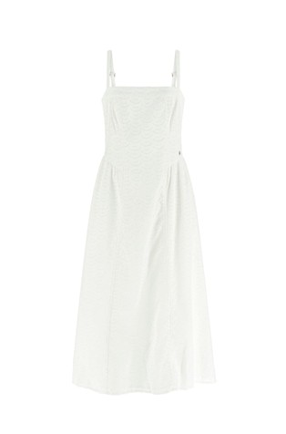 Midi obleka z luknjičastimi vezeninami