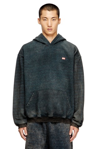 Relaxed fit bombažen pulover s kapuco